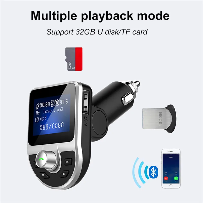 Автомобильный fm передатчик беспроводной двойной USB Aux модулятор Bluetooth Handsfree