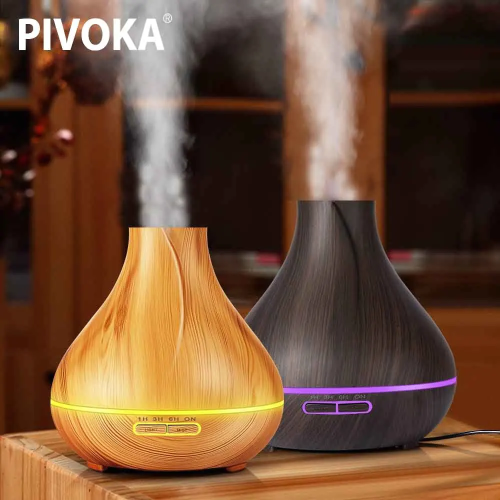 

PIVOKA 400ml Air Humidifier Essential Oil Diffuser Umidificador Aromatherapy Mist Maker Change Color LED Night Light Home 100