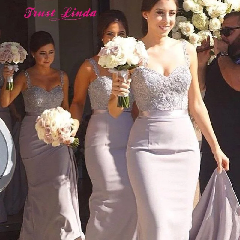 Бисерное розовое платье невесты возлюбленная длина до пола Русалка Bridemaid платье для женщин Vestido Dama De Honor