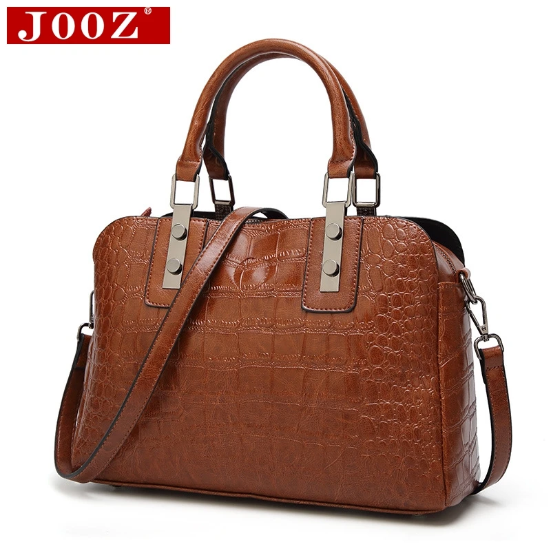 

JOOZ New 2019 Alligator pattern women bag for big Shell Leather Bags High Quality office lady bag Emboss Women messenger bags