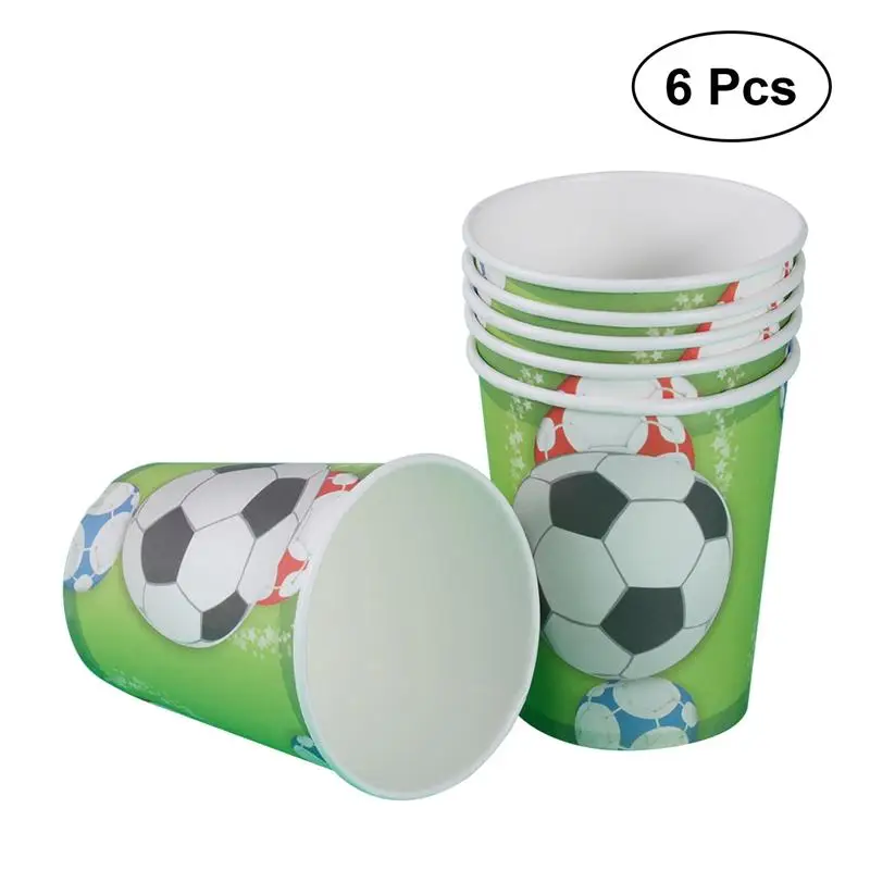 

6 PCS Disposable Paper Cold Drink Cups Soccer Water Cup Party Supplies for Birthday Theme Party (Green)