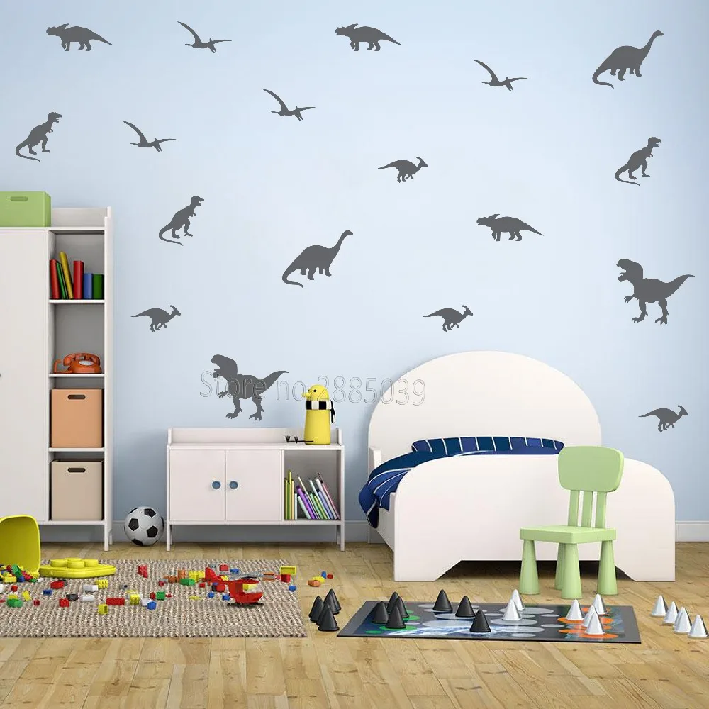 

24pcs Dinosaur Suit Decals DIY Self-sticking Animals Sticker Vintage Bedroom Decor Vinyl Wall Stickers Art Wall Decoration JW592