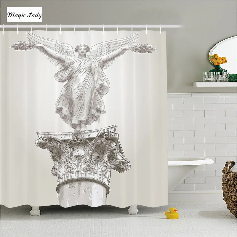 Shower Curtain Woman Bathroom Accessories Angel Greek Goddess Statue Of