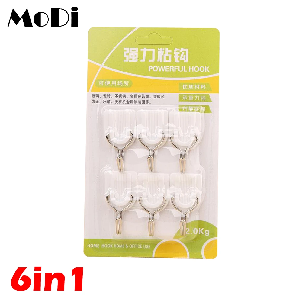 

MoDi 6pcs Stainless Steel Multi-Purpose Super Strong Sticky Hooks Organizer Bathroom Hook Wall Mounted Kitchen Hanger