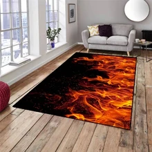 Черный Пол Красный Оранжевый огонь волны шаблон печать Нескользящая микрофибра Гостиная декоративный современный моющийся коврик