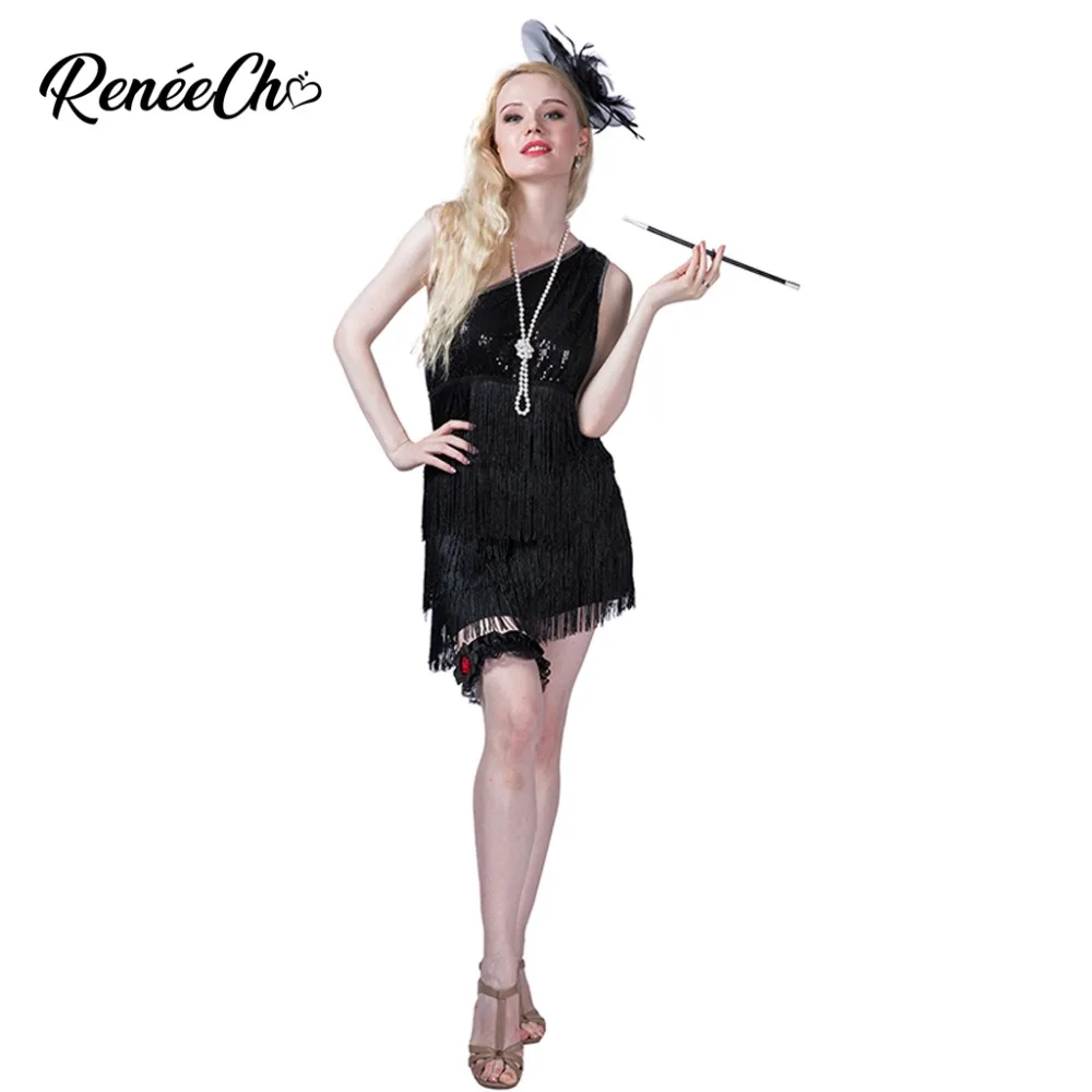 

Halloween costume for Women Fringe Dazzling Flapper Costume black swing girl cosplay women sexy sequin disco dance dress