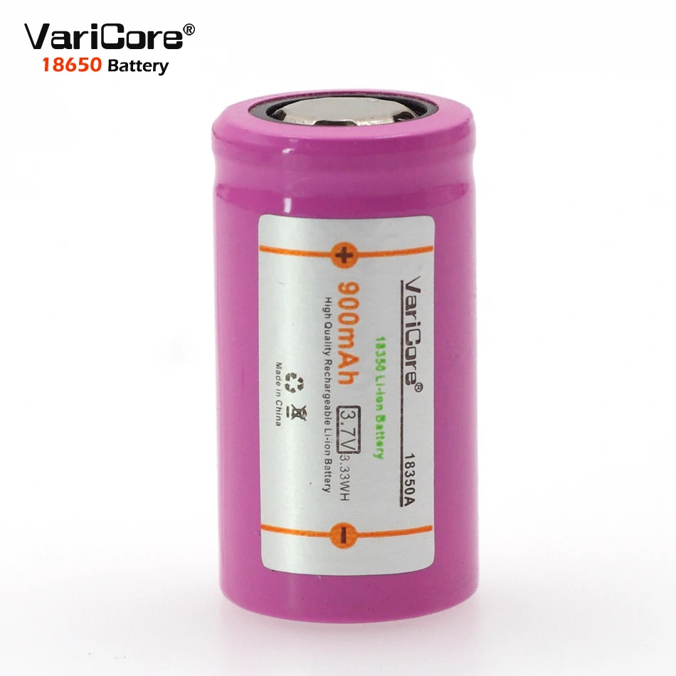 

VariCore 1PCS ICR 18350 lithium battery 900mAh rechargeable battery 3.7V power cylindrical lamps electronic cigarette smoking