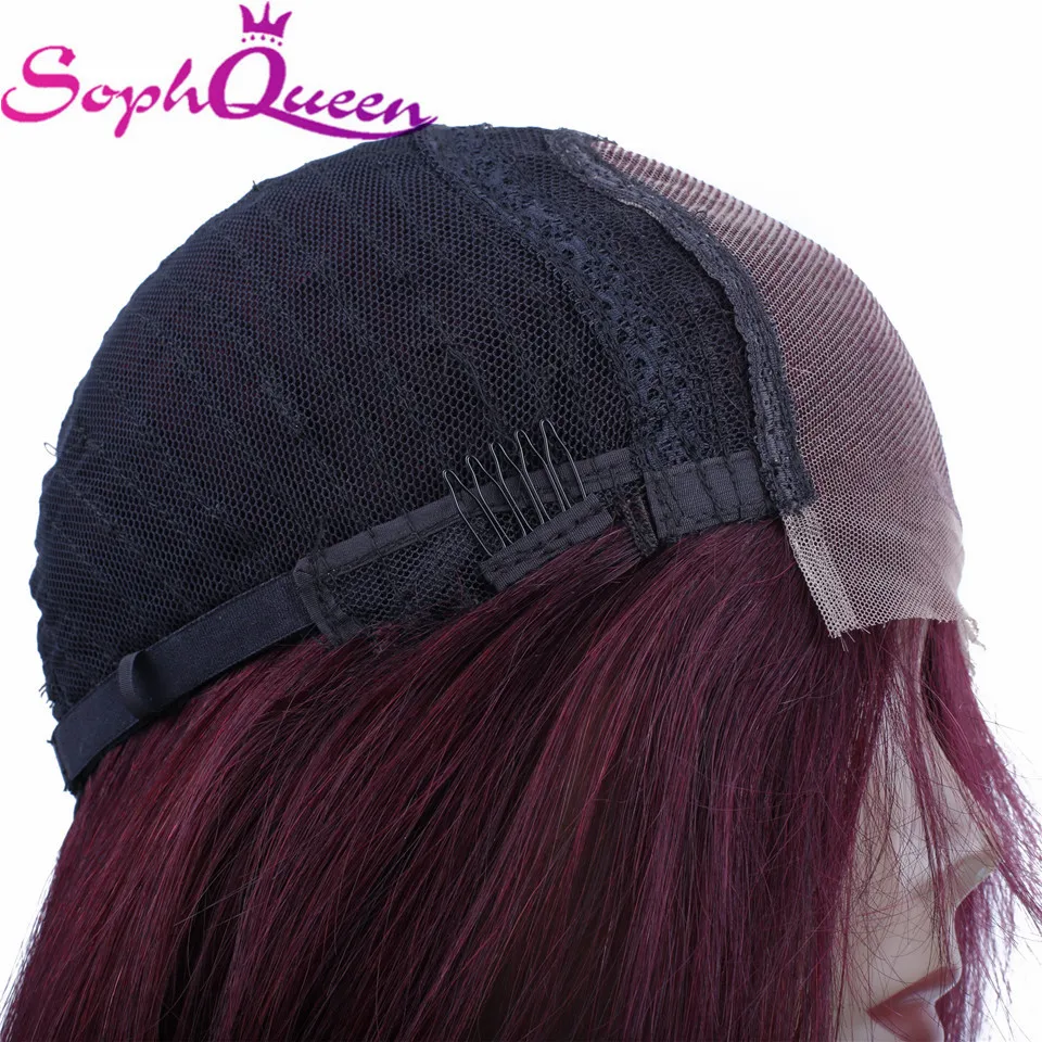 Soph queen 4*4 парик на шнурке 99J бразильские Реми прямые парики на шнурке человеческие волосы парики для черных женщин Омбре человеческие волосы парики