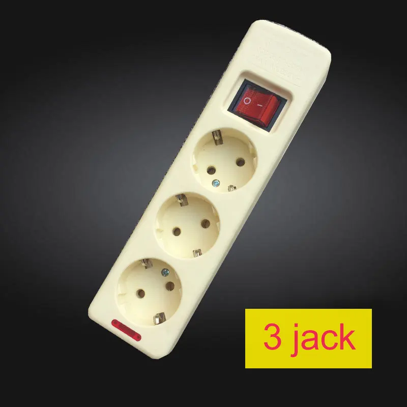 6 AC EU Plug Мощность благодаря полному отсутствию проводов доска розетки разъем расширения Высокое качество Европа переключатель полосы 3/4/5/6 отверстий Офис Применение - Цвет: 3 jack