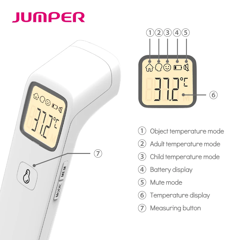Джемпер детский термометр инфракрасный цифровой ЖК-дисплей измерения тела Лоб ухо Бесконтактный взрослый высокая температура тела ИК дети