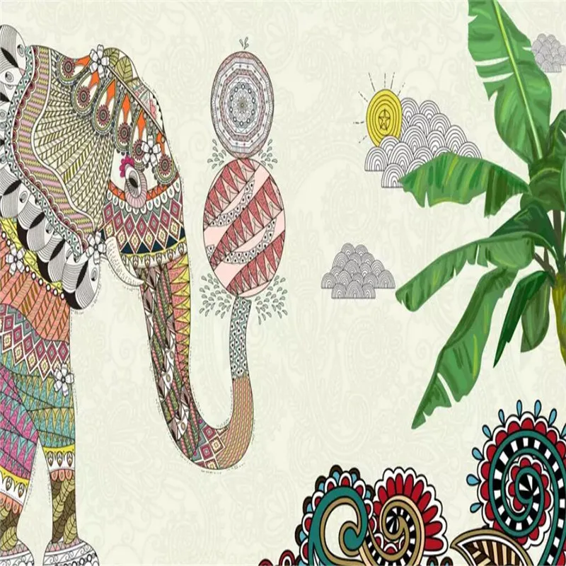 Hand-painted Thai elephant bar restaurant wall professional production mural wholesale wallpaper mural poster photo wall Hand-painted Thai elephant bar restaurant wall professional production mural wholesale wallpaper mural poster photo wall