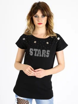 

Cotton T shirt with rhinestones