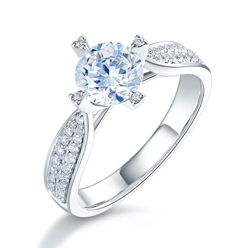 

Peacock Star 14K White Gold Luxury Wedding Engagement Ring 1 Carat Forever One Moissanite Diamond 0.24 Ct Natural Diamonds