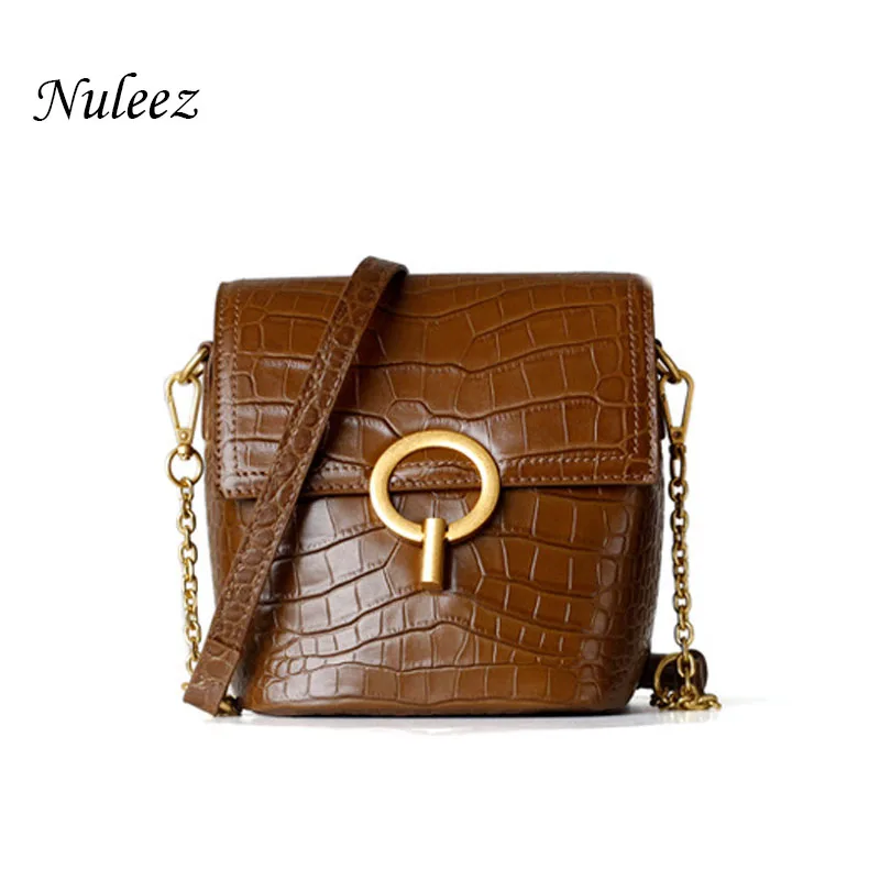 Bolsa de Duas Nuleez Crocodilo Padrão Real Couro Bolsa Feminina Balde Verão Carteira China Atacado Correias 2020