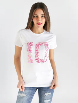 

T-shirt with colorful beads and sequins