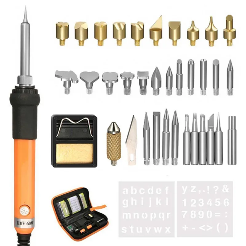 

36Pcs Wood Burning & Soldering Iron Kit Magic Soldering Pyrography Tools Set New