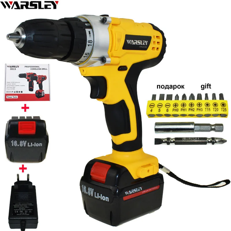 16.8V Power Tools Electric Drill Cordless Drill Electric Electric Screwdriver Batteries Screwdriver Mini Drill Drilling Eu Plug