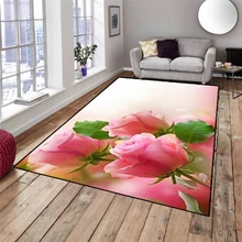Else Розовые розы зеленые листья цветочные цветы 3d принт нескользящие микрофибры гостиной декоративные современные моющиеся области коврик