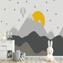 Custom 3d wallpaper mural mountain peak hot air balloon children's room background wall - high-grade waterproof material Custom 3d wallpaper mural mountain peak hot air balloon children's room background wall - high-grade waterproof material