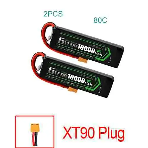 GTFDR lipo батарея 7,4 V 10000mAh 2S 60C 80C 100C RC батарея Deans XT60 для 1/8 1/10 автомобилей RC лодка вертолет Квадрокоптер лодка автомобиль - Цвет: 2S10000mah80C-XT90