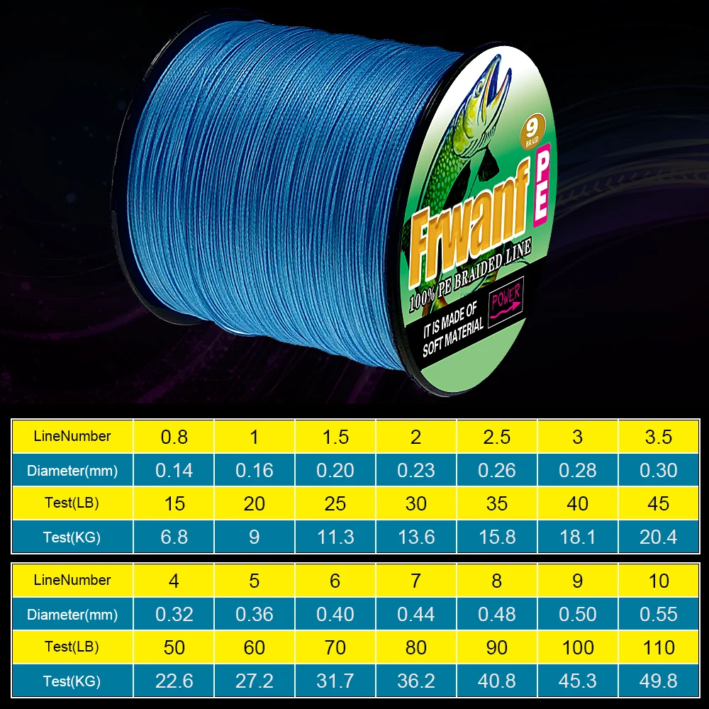 

Frwanf 9 Strands Japan Braided Fishing Line 4 Strand Multifilament Line 500M 547Yds Braided Cord for Fishing Equipment 15-100L