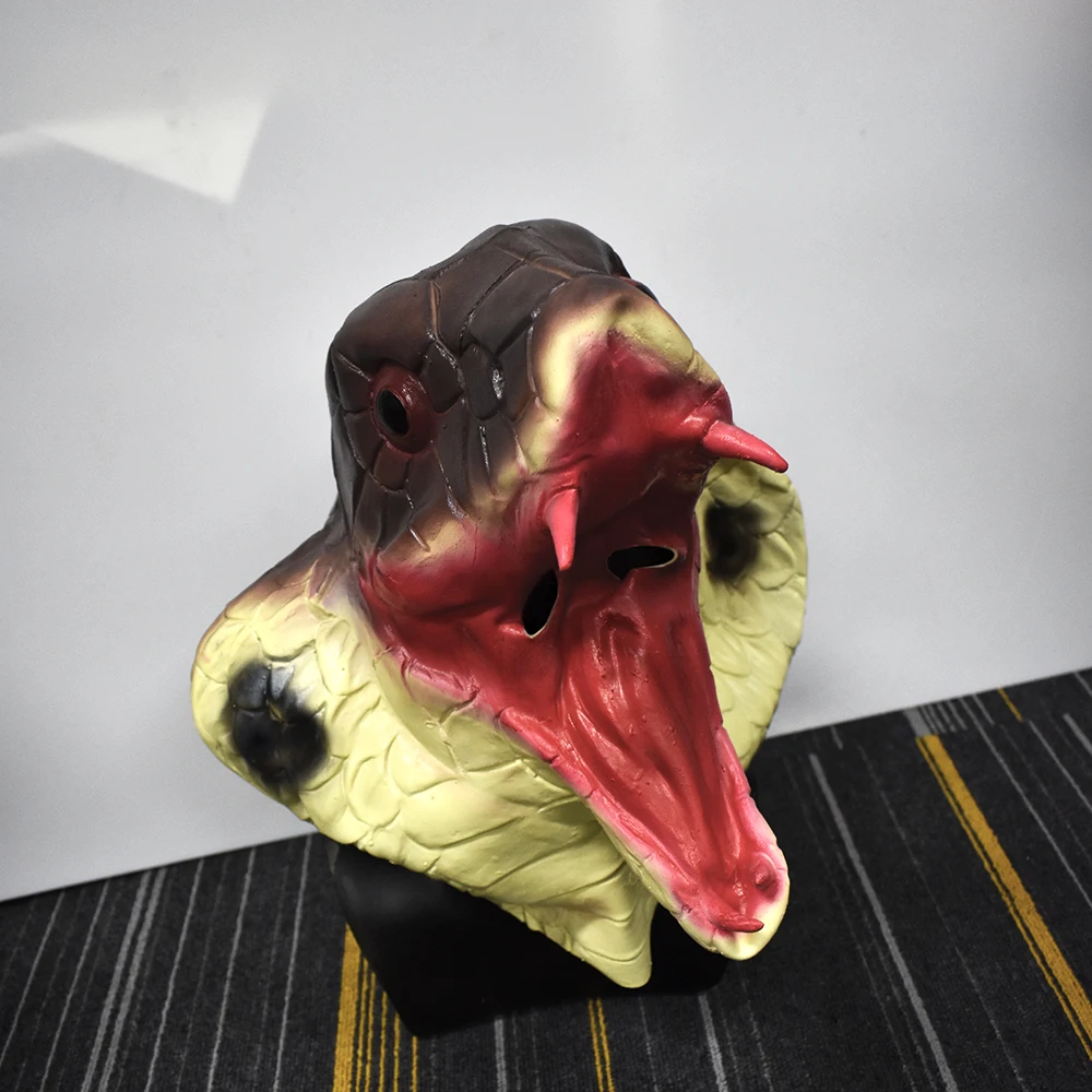 

Horror Cobra Snake Animal Head Mask Latex Rubber Cold-Blooded Animal Mask Jungle Party Cosplay Costume