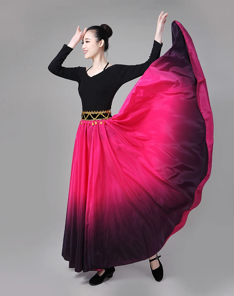 Фламенко юбка для танцев испанский Танцы костюмы для сцены для женщин vestido фламенко 90/180/270/360 градусов