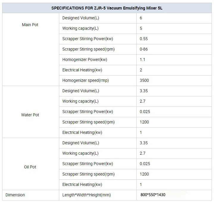 ZJR Series Stainless Steel 5L Vacuum Emulsifying Mixer Blender Shampoo Making Machine Hot Sales
