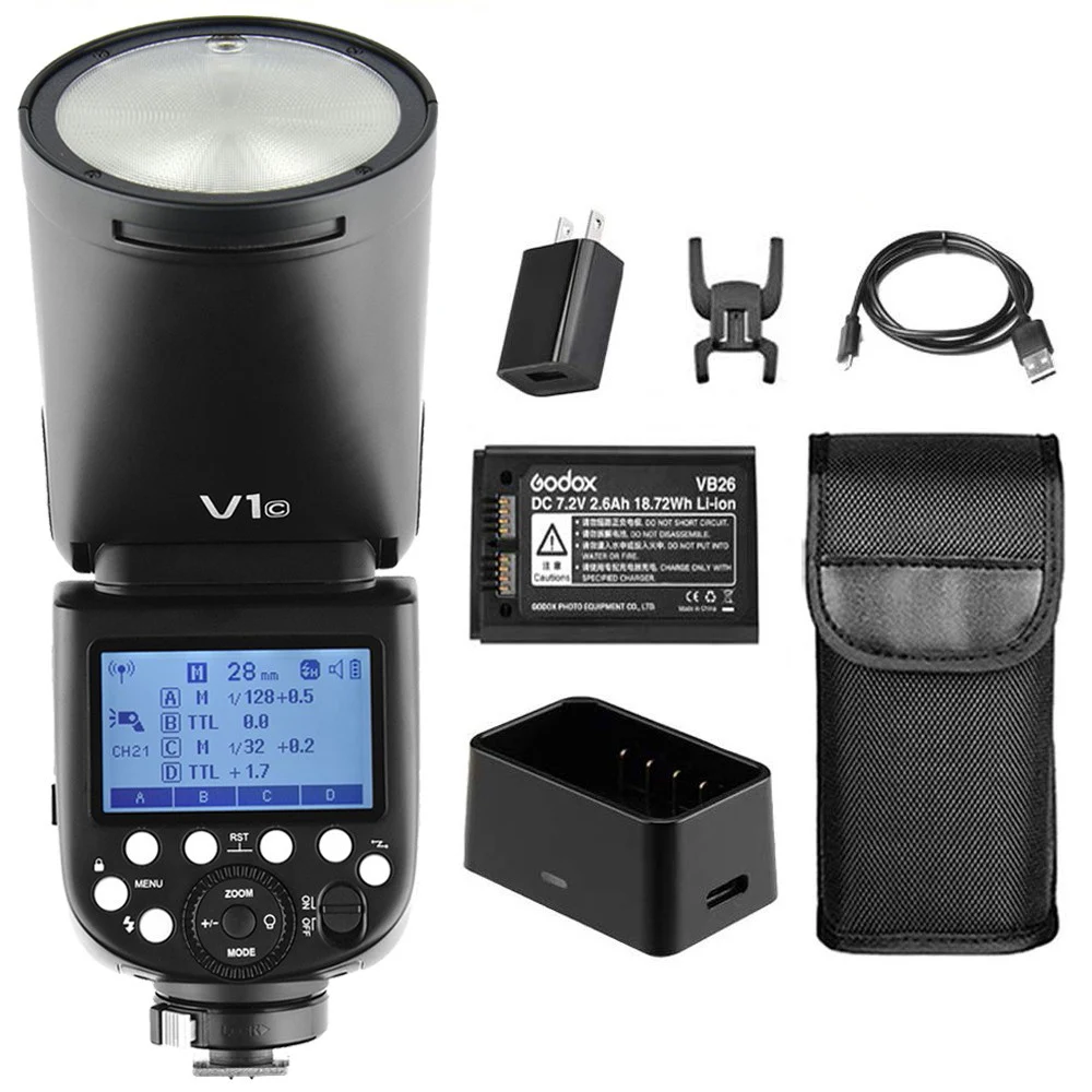US $299.00 In Stock Godox V1 V1C LiOn TTL On Camera Round Flash Speedlight For Canon 6D 5D MARK IV 70D 200D 6D MARK II T6 1500D 200D 70D