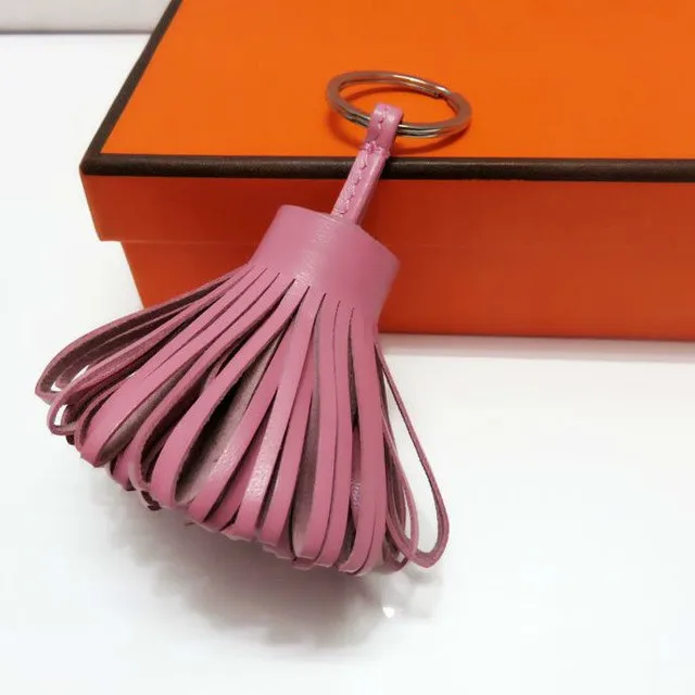 2018 Luxury Lambskin Keychain Real Sheep Leather Tassel HandBag Charm