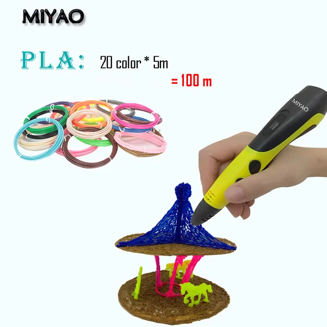 Cheap MIYAO Newest 3D scribble pen,with PLA filament(20color*5meter) , LED screen,Arts Pen Making Doodle Arts & Crafts