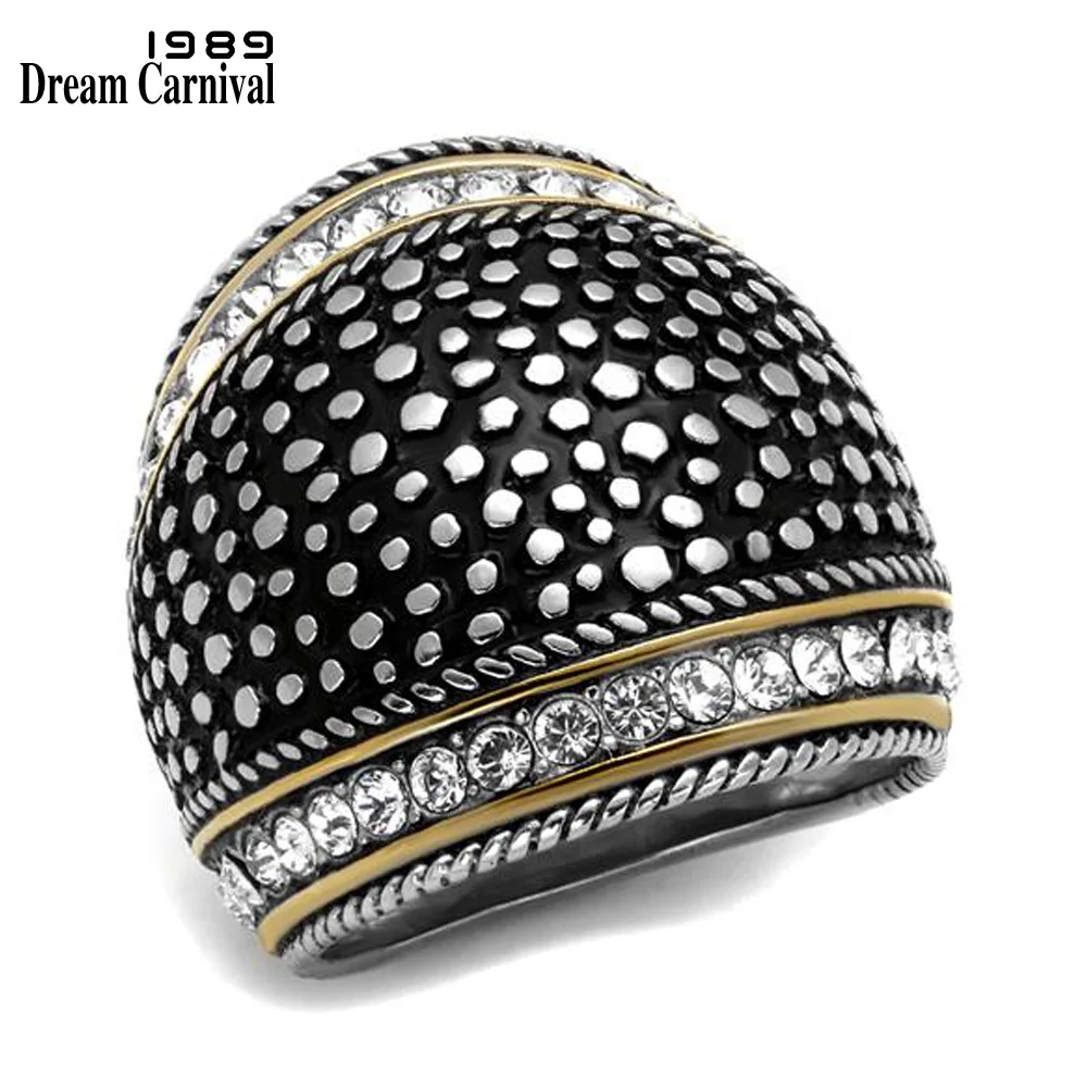 

DreamCarnival 1989 New Arrival Ionic Rings Black color Polish Men Big Party Rings Trendy Stainless Steel Ring for Unisex TK2369