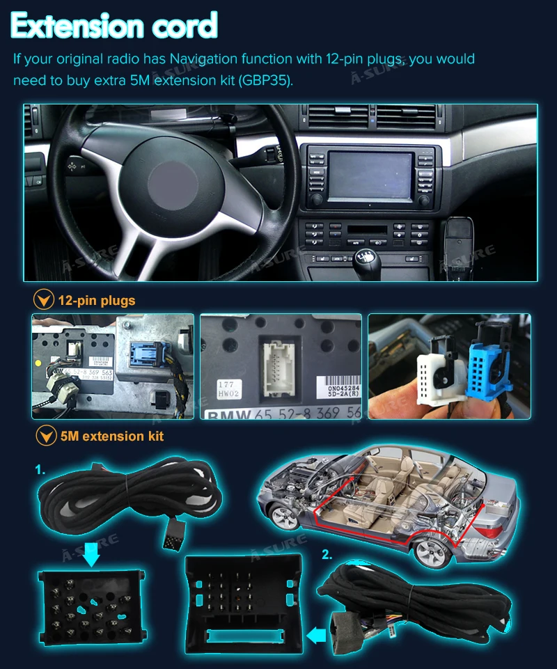 Perfect A-Sure 7 Inch 2 Din Android 8.1 Car Auto Radio GPS DVD Player Navigation For BMW E46 M3 318 320 3 Series Coupe Rover75 MG ZT 31