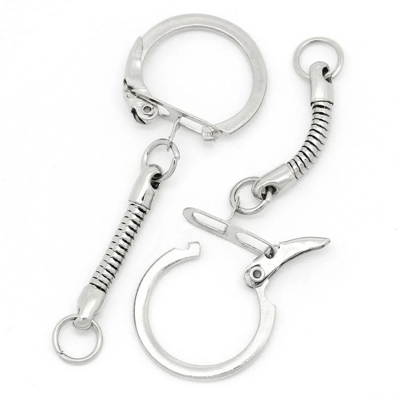 

30PCs Silver Tone Key Chains & Key Rings W/Snake Chain 6x2.2cm