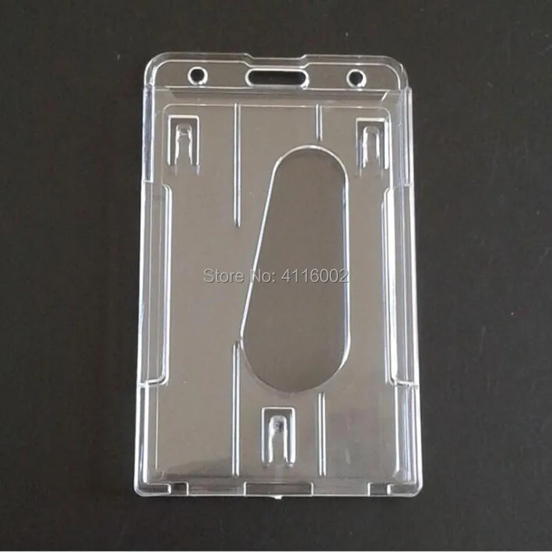 

300PCS Vertical Hard Transparent Plastic Badge Holder Double Card ID Bussiness Office School Storage 10x6cm