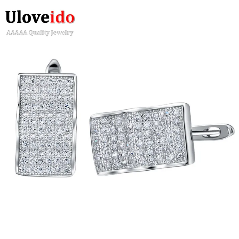 

Uloveido Stud Earrings for Women Austrian Crystal Rhinestone Earings Stud Silver Color Earrings with Stones Fashion Jewelry R148
