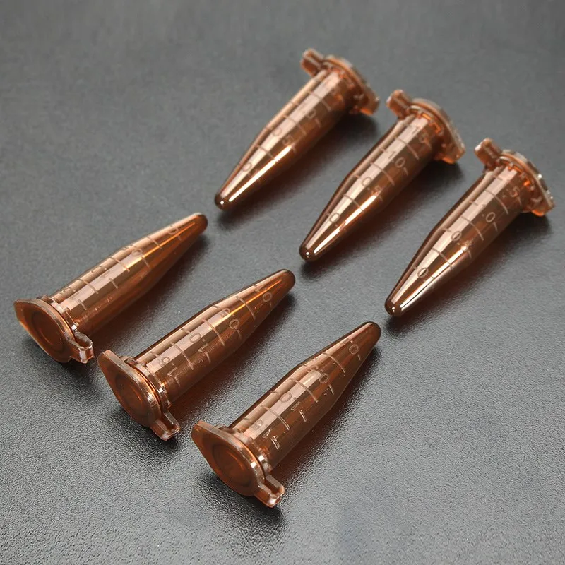 

Kicute 50pcs Plastic Centrifugal Test Tube Sample 1.5ml Brown Vial With Snap Cap For Samples Use For Lab Equipment School Supply