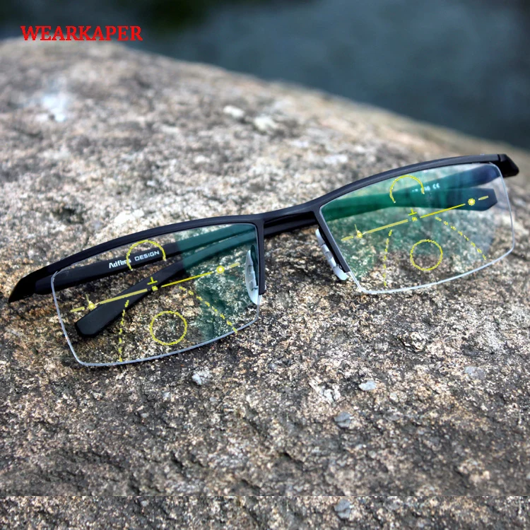 

WEARKAPER TR90 Progressive Multifocal Reading Glasses Men Presbyopia Hyperopia Computer Sports Glasses Oculos De Grau 1-4.0