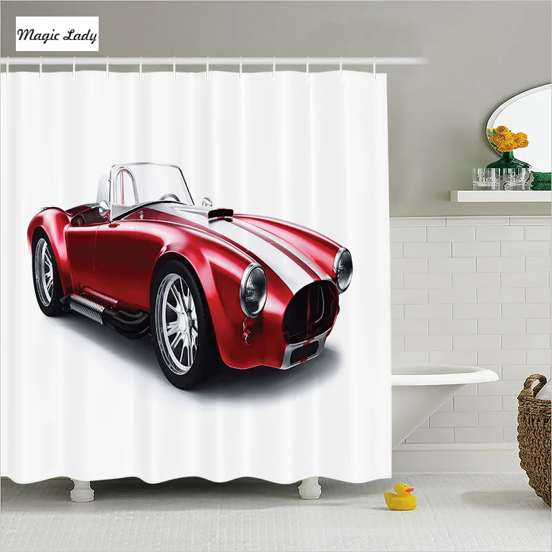 Shower Curtains Bath Curtain Old Fashion Vintage Coupe Cars Automobile