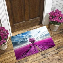 Else голубое небо белые облака фиолетовая Лавандовая ферма 3d узор принт Противоскользящий Декоративный Пол Дверной коврик Домашний вход гостиная