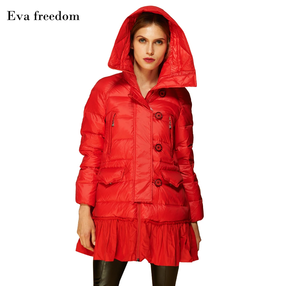 Red Down Jacket Women's 2022 Winter Fashion Korean Style Hooded Loose A-Type Design Sense Pregnant Women's Cold-Proof Coat