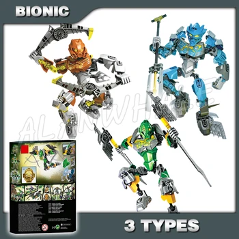 

3types Master of Jungle Stone Water Bionicle Hero Lewa Pohatu Gali Robots Model Building Blocks Toys Bricks Compatible with Lago