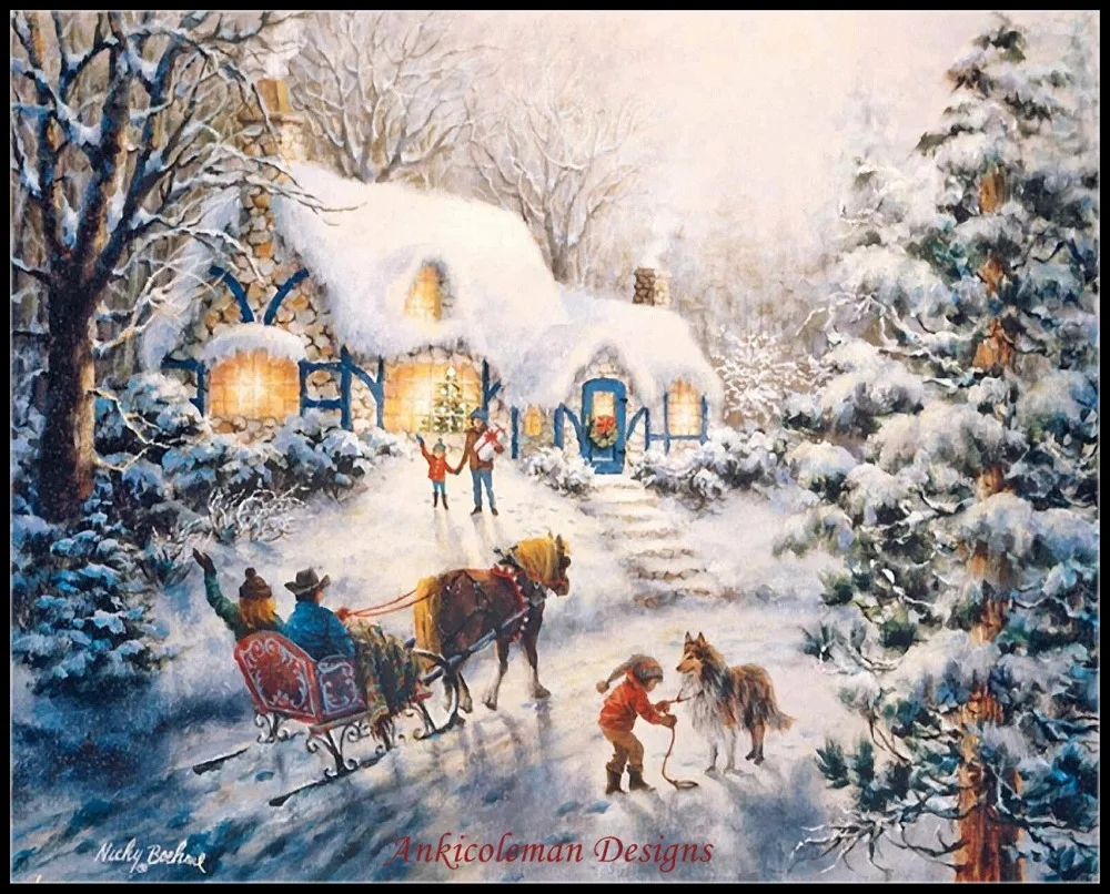 Günstig Stickerei Gezählt Kreuz Stich Kits Hand Handwerk 14 ct DMC Farbe DIY Kunst Handgemachte Decor Landschaft 228 watt x 182 h