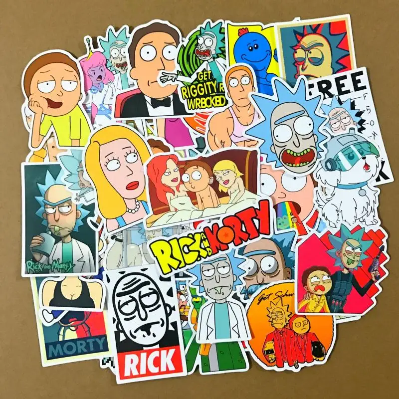 50 шт./лот Rick And Morty ПВХ водонепроницаемый мультфильм Adesivos наклейка для багажа Скейтборд телефон ноутбук мото велосипед стикер на стену s