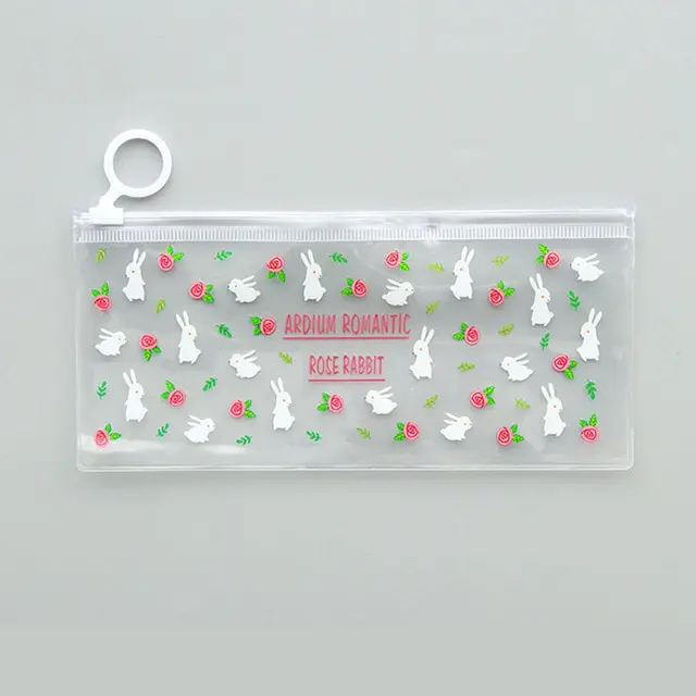 Mysterious-Small-Flowers-Animals-PVC-Waterproof-Pencil-Cases-Stationery-Storage-Office-School-Supplies-Pencil-Bags-Pencilrabbit_1