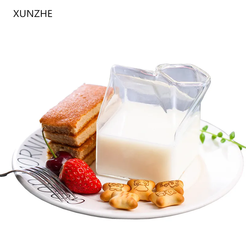 XUNZHE 250 мл креативная стеклянная чашка термостойкая напиток и стеклянная банка для молока сливки теленка Половина мини коробка кувшин для молока в виде молочной кружки