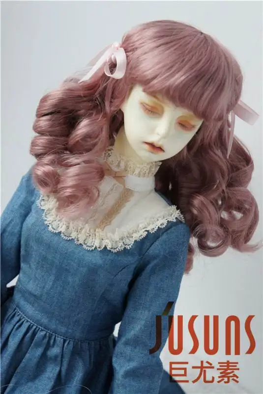 JD405 1/6 1/4 1/3 BJD кукла парик YOSD MSD SD довольно bjd syntheitc мохер парики 6-7 дюймов 7-8 дюймов 8-9inchinch волос аксессуары для куклы - Цвет: 8-9inch dark pink