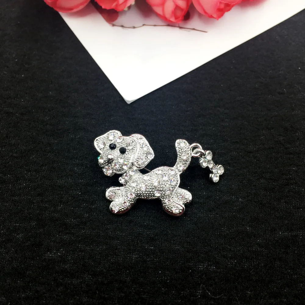 

New Vivid Small Dog Brooch for Women Men Rhinestone Cute Animal Brooches Scarf Lapel Pins Sweater Shoulder Collar Jewelry Gifts