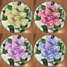 Еще камень на розах Синий Розовый Красный Фиолетовый 3d нескользящие микрофибры круглые ковры для гостиной кухни спальни ванной комнаты