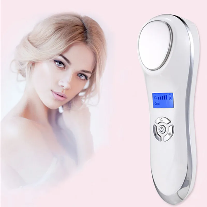 

Portable Ultrasonic Hot Cold Therapy Sonic Vibrating Facial Skin Care Essence Ion Introduction Beauty Instrument Face Rejuvena